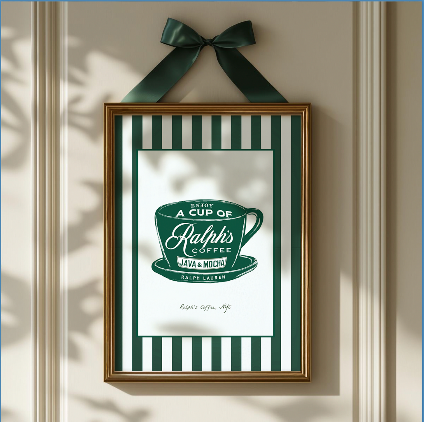 Ralph's Coffee Illustration Striped Wall Art Portrait - LIMITED EDITION