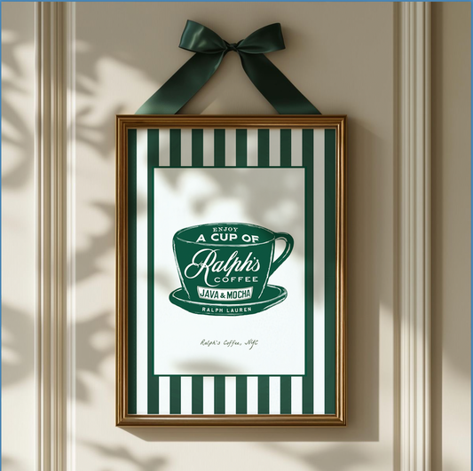 Ralph's Coffee Illustration Striped Wall Art Portrait - LIMITED EDITION