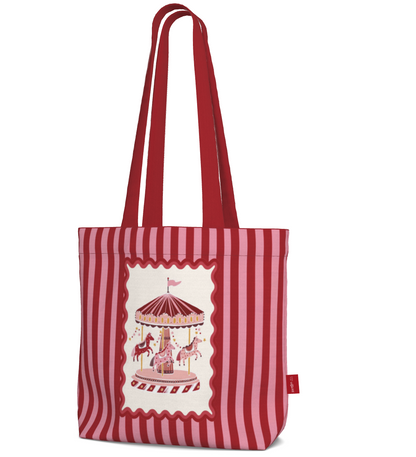 Everyday Tote Bag, Vintage Carousel Cotton Shopper