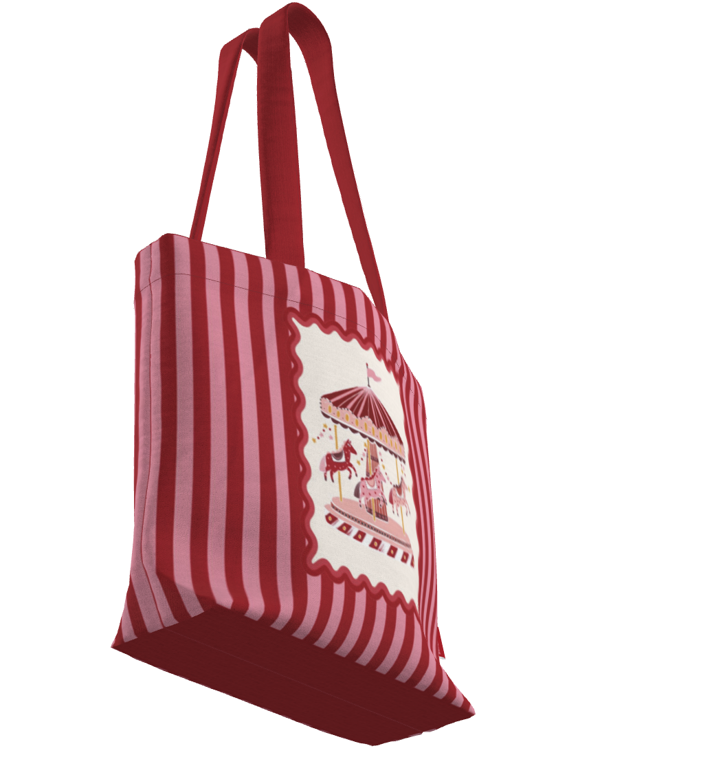Everyday Tote Bag, Vintage Carousel Cotton Shopper