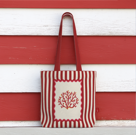 Everyday Tote Bag, Red Coral Shopper "La Mer Collection"