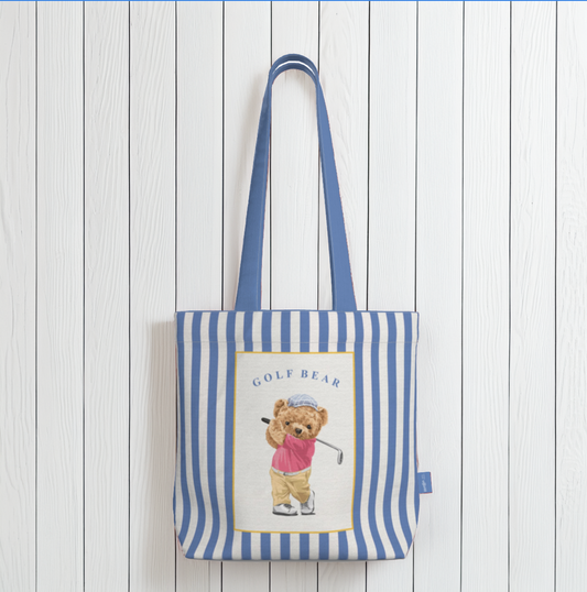 Everyday Tote Bag, The Golf Bear Canvas Shopper