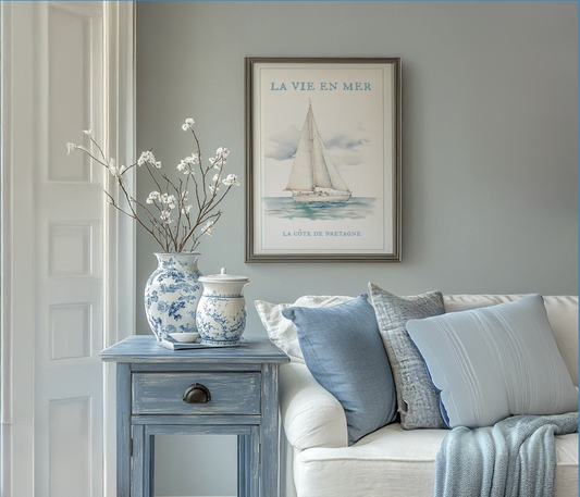 Sailboat Print Nautical Kitchen Wall Art Nancy Meyers Style Decor