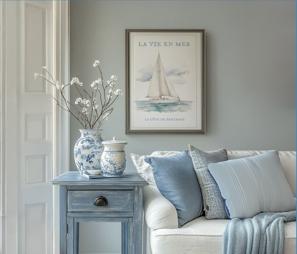 Sailboat Print Nautical Kitchen Wall Art Nancy Meyers Style Decor ...