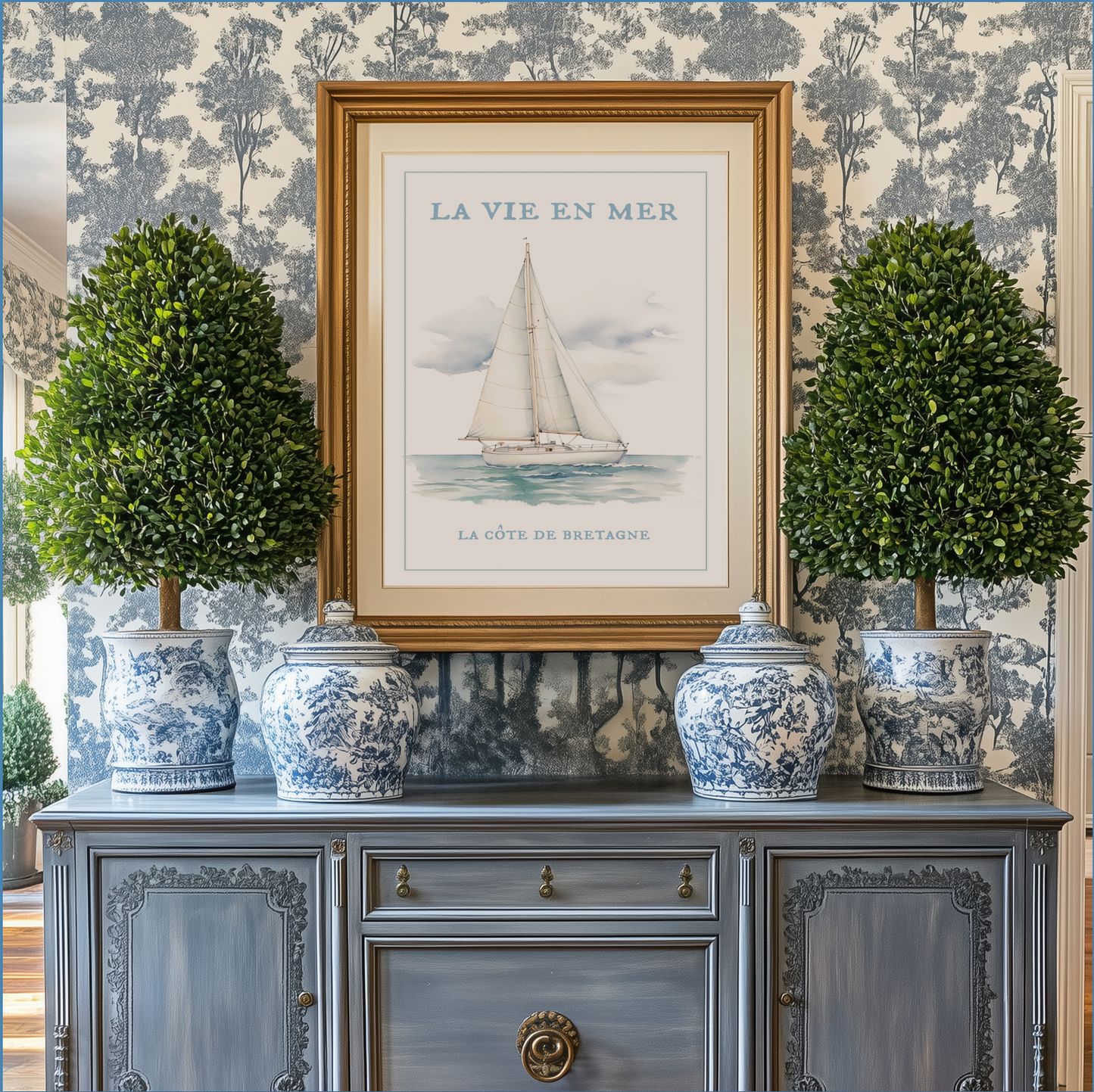 Sailboat Print Nautical Kitchen Wall Art Nancy Meyers Style Decor