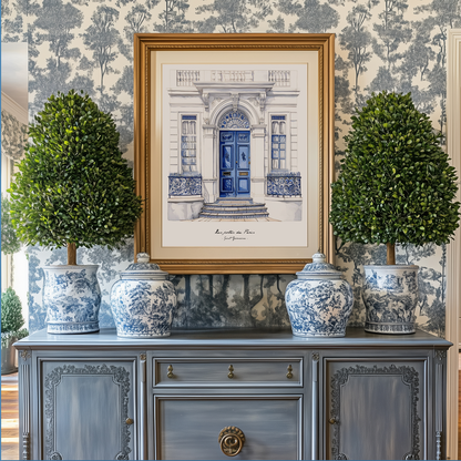 Paris Haussmann Illustration French Line Drawing Paris Streets Watercolor Artwork