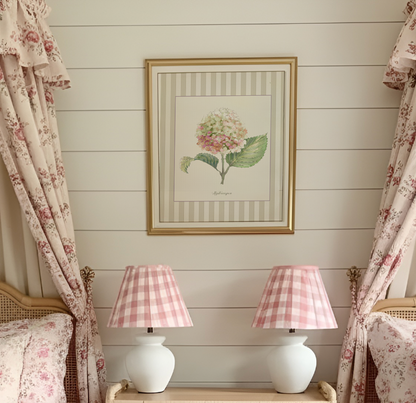 Hydrangea Watercolor Print on Striped Background