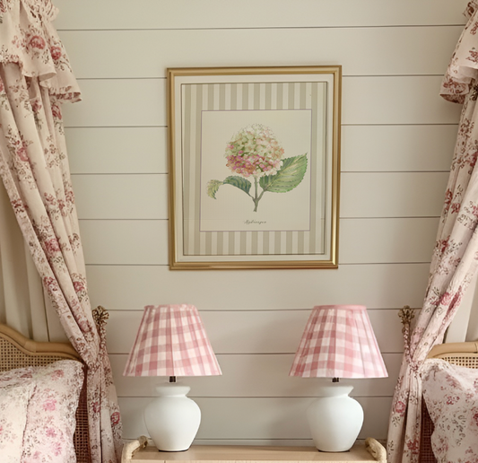 Hydrangea Watercolor Print on Striped Background