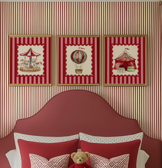 Set of 3 Kids Room Illustrations, Le Cirque Circus Artwork
