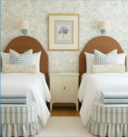 Blue Hydrangea Watercolor Print, Botanical Illustration Cottage Garden Artwork