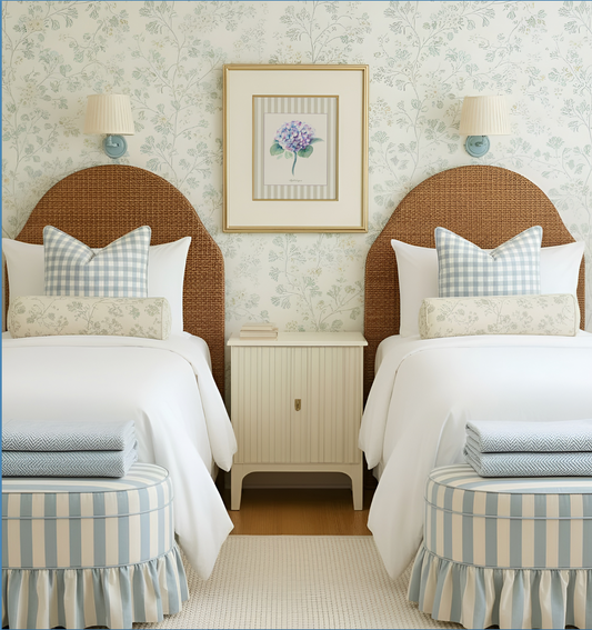 Blue Hydrangea Watercolor Print, Botanical Illustration Cottage Garden Artwork