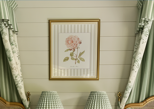 English Garden Rose Watercolor Print Botanical Illustration Cottage Garden Artwork Floral Wall Art