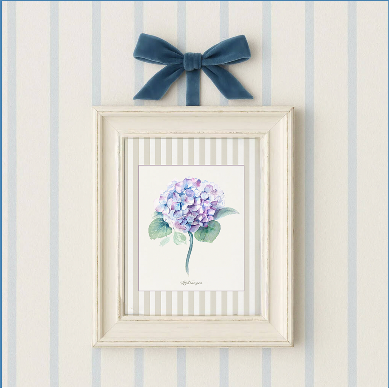 🎁 Blue Hydrangea Watercolor Print, Botanical Illustration Cottage Garden Artwork (100% off)