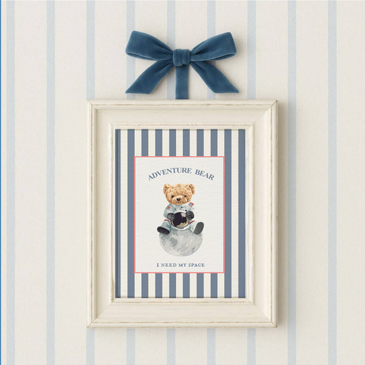 Vintage Striped Bear Print Astronaut Adventure Bear