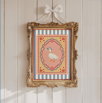 Kids Room Wall Art Set of 3 Custom Nursery Artwork Whimsical Goose Print Bunny Illustration