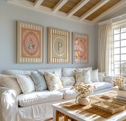 Kids Room Wall Art Set of 3 Custom Nursery Artwork Whimsical Goose Print Bunny Illustration