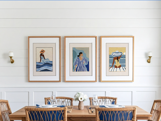 Cote d' Azur Artwork Beach House Collection Gallery Set of 3 Coastal Wall Art