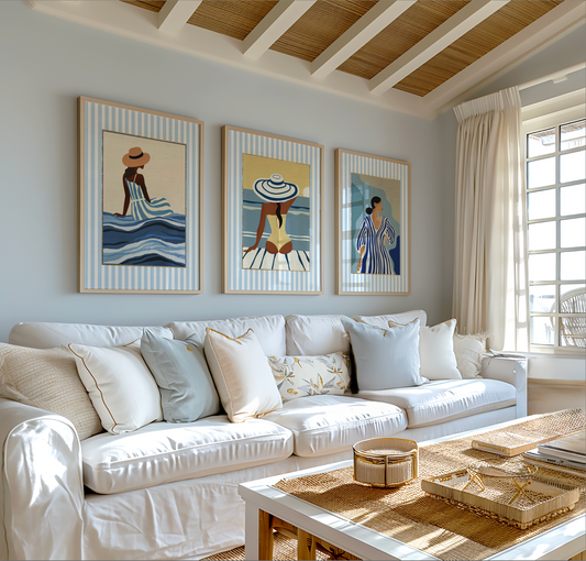 Cote d' Azur Artwork Beach House Collection Gallery Set of 3 Coastal Wall Art