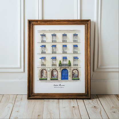 Set of 3 Paris Prints  Parisian Wall Art with Haussmann Architecture, Ralph Lauren Store,  Balcony Scene & Saint-Germain Illustration