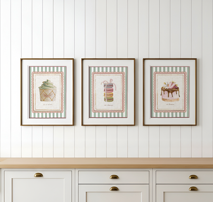 Cafe Paris Print Set of 3 Kitchen Coffee Shop Art Parisienne Patisserie Artwork Girls Room Wall Decor