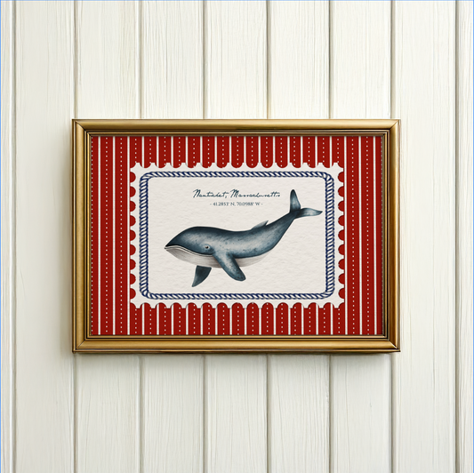 Nantucket Whale Art Lobster Coastal Wall Art Nantucket Harbor Artwork