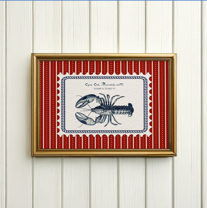 Cape Cod Art Lobster Coastal Wall Art Nantucket Harbor Artwork