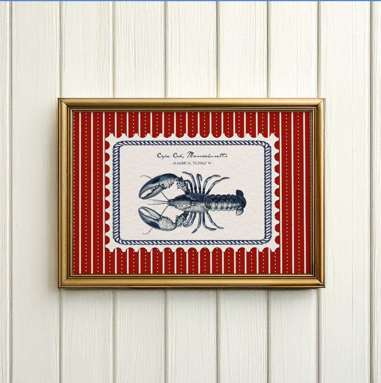 🎁 Cape Cod Art Lobster Coastal Wall Art Nantucket Harbor Artwork (100% off)
