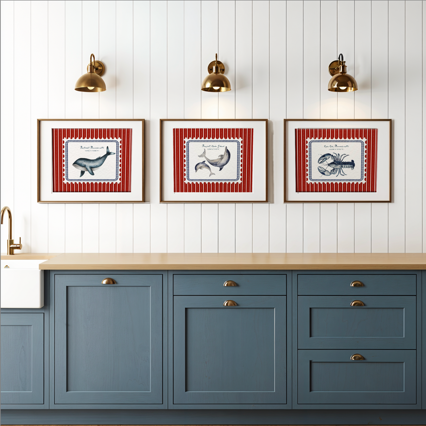 Cape Cod Art Lobster Coastal Wall Art Nantucket Harbor Artwork
