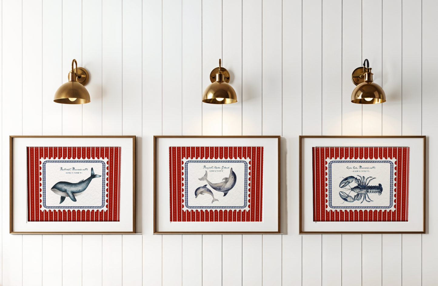 Cape Cod Art Lobster Coastal Wall Art Nantucket Harbor Artwork