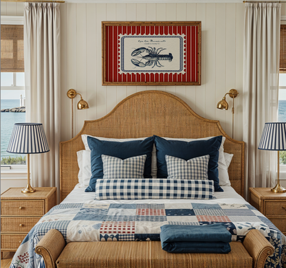 Cape Cod Art Lobster Coastal Wall Art Nantucket Harbor Artwork