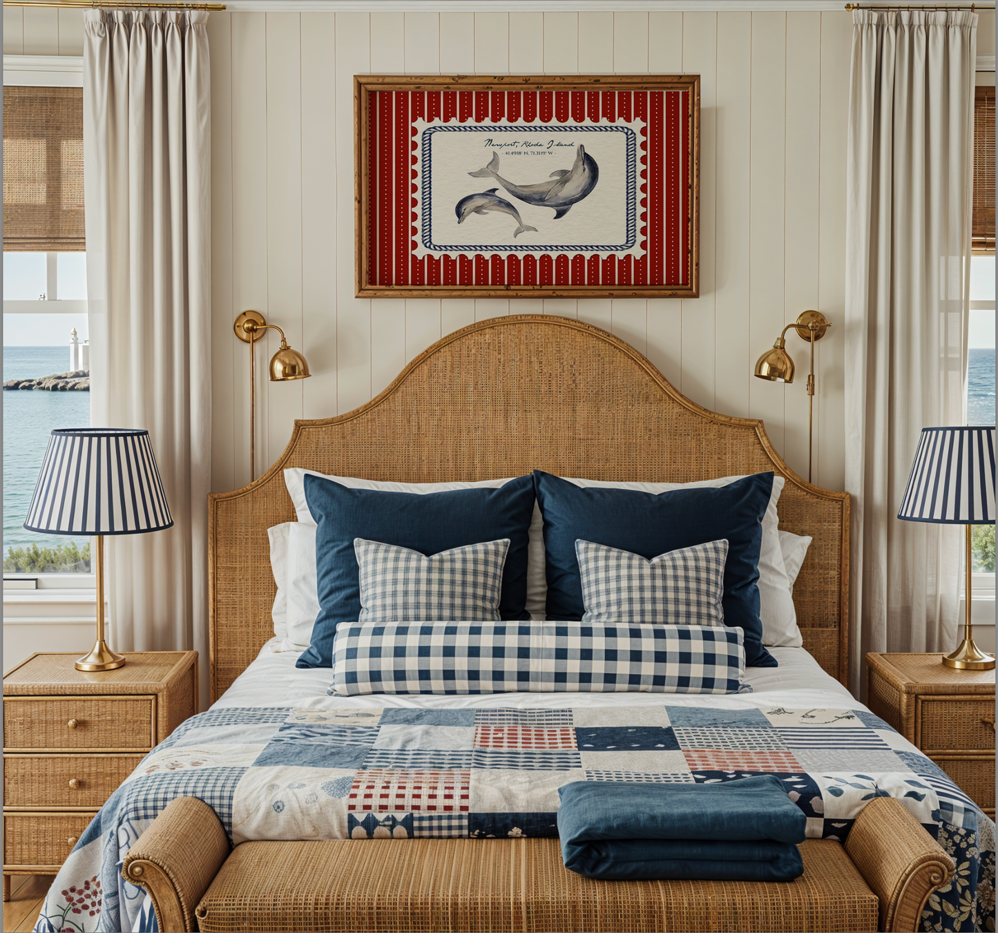 Lobster, Whale & Dolphin Set of 3, Nantucket East Coast Artwork