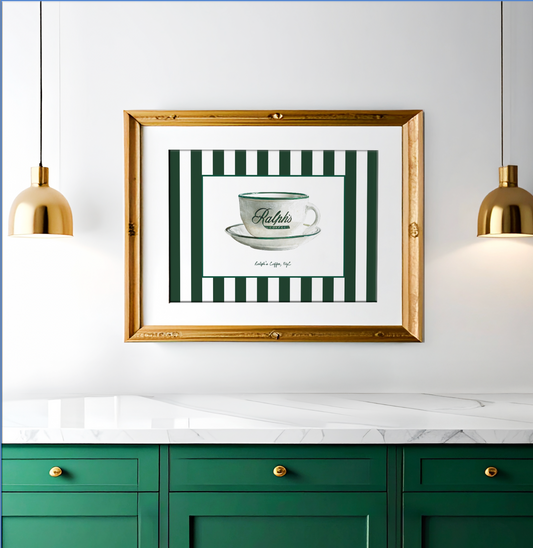 Ralph's Coffee Illustration Striped Wall Art - LIMITED EDITION