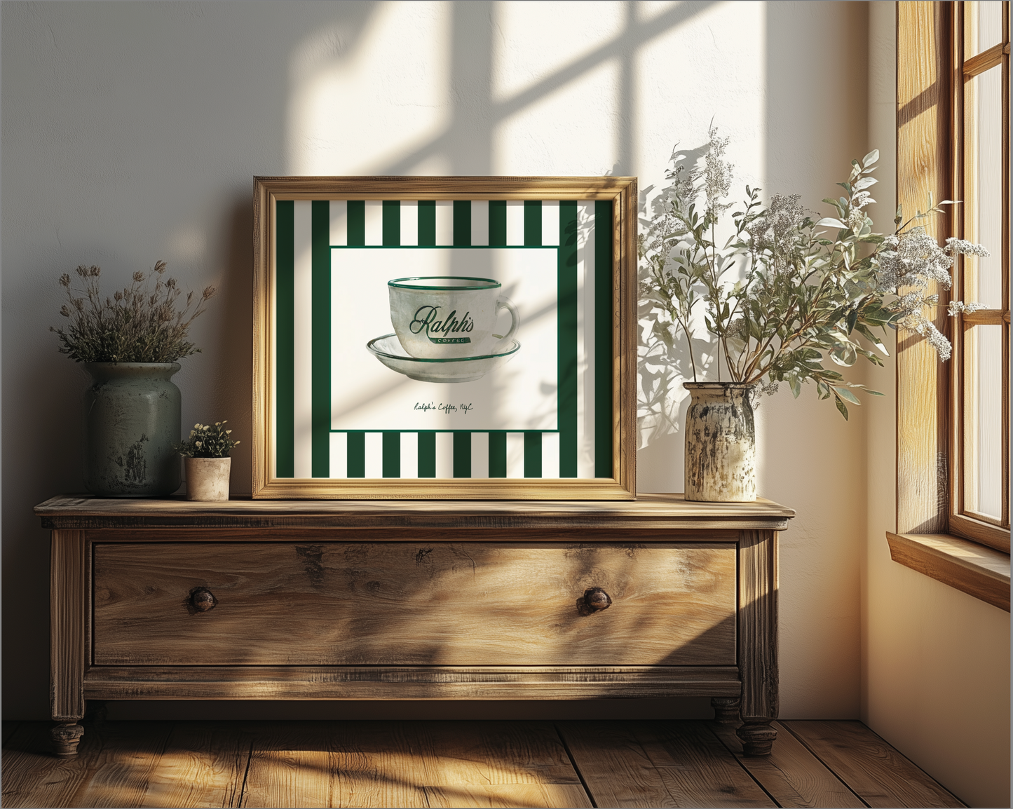 Ralph's Coffee Illustration Striped Wall Art - LIMITED EDITION