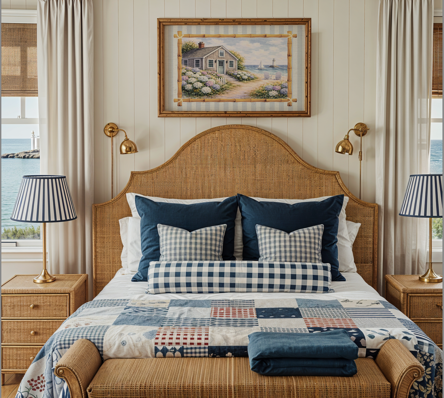 Nantucket Cottage Sailboat Art White Hydrangea Coastal Wall Art Nantucket Harbor Artwork