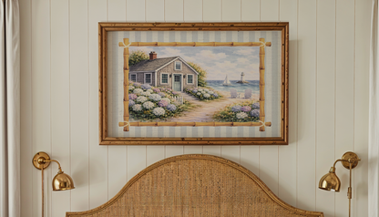 Coastal Cottage Hydrangea Artwork Sailboat Print