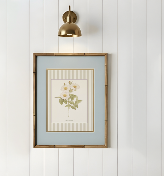 🎁 Marguerite Wall Art Botanical Illustration Vintage Flowers Striped Artwork (100% off)