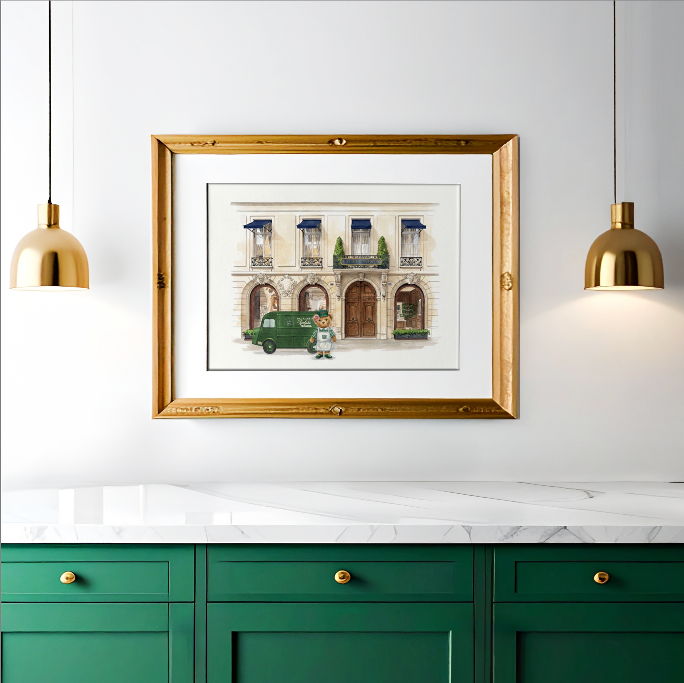 Ralph Lauren Paris Watercolor Print Ralph’s Coffee Saint Germain Illustration Paris Fashion Boutique Art Barista Polo Bear Wall Decor