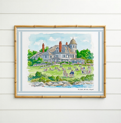 Coastal Hotel Watercolor Print Set | Castle Hill Inn, The Breakers, Cap Ferrat & Shutters on the Beach | Coastal Wall Art Collection