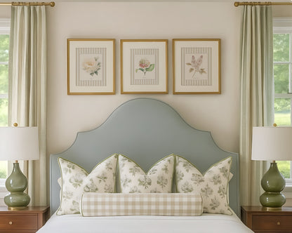 Hydrangea Watercolor Print on Striped Background