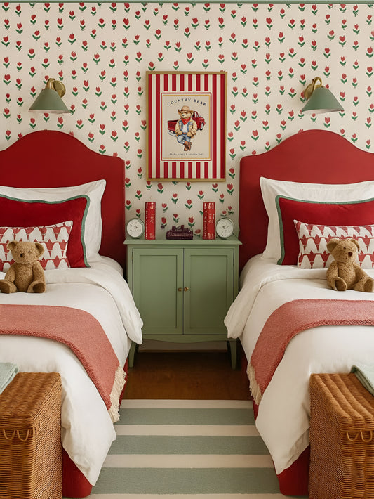 Country Bear Vintage Striped Truck Illustration, Cowboy Bear Artwork