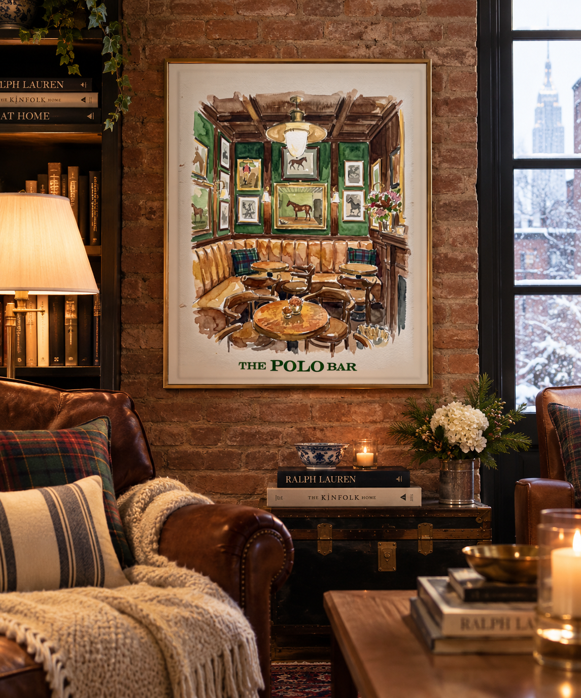 Ralph Lauren "The Polo Bar" NYC I The Ralph Lauren Collection | Iconic New York Polo Bar Watercolor Illustration