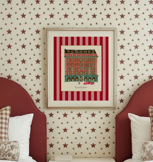 Fortnum & Mason Watercolor Illustration in Winter, Iconic London Store Artwork