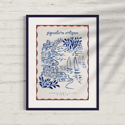 Hamptons Art Print Coastal Wall Art Beach House Decor New England Artwork