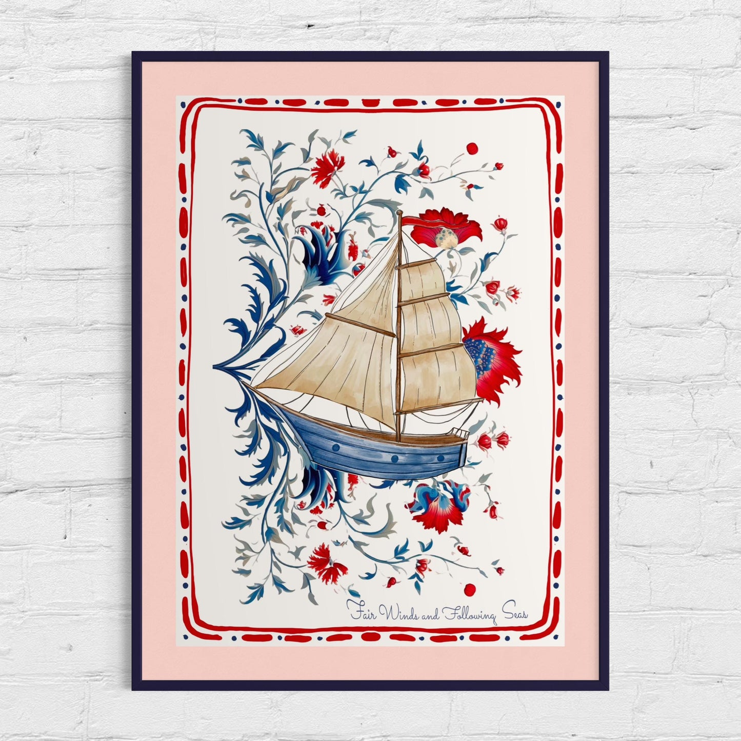 Sailboat Art Whimsical Coastal Print Nantucket Sailing