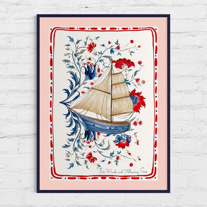 Sailboat Art Whimsical Coastal Print Nantucket Sailing