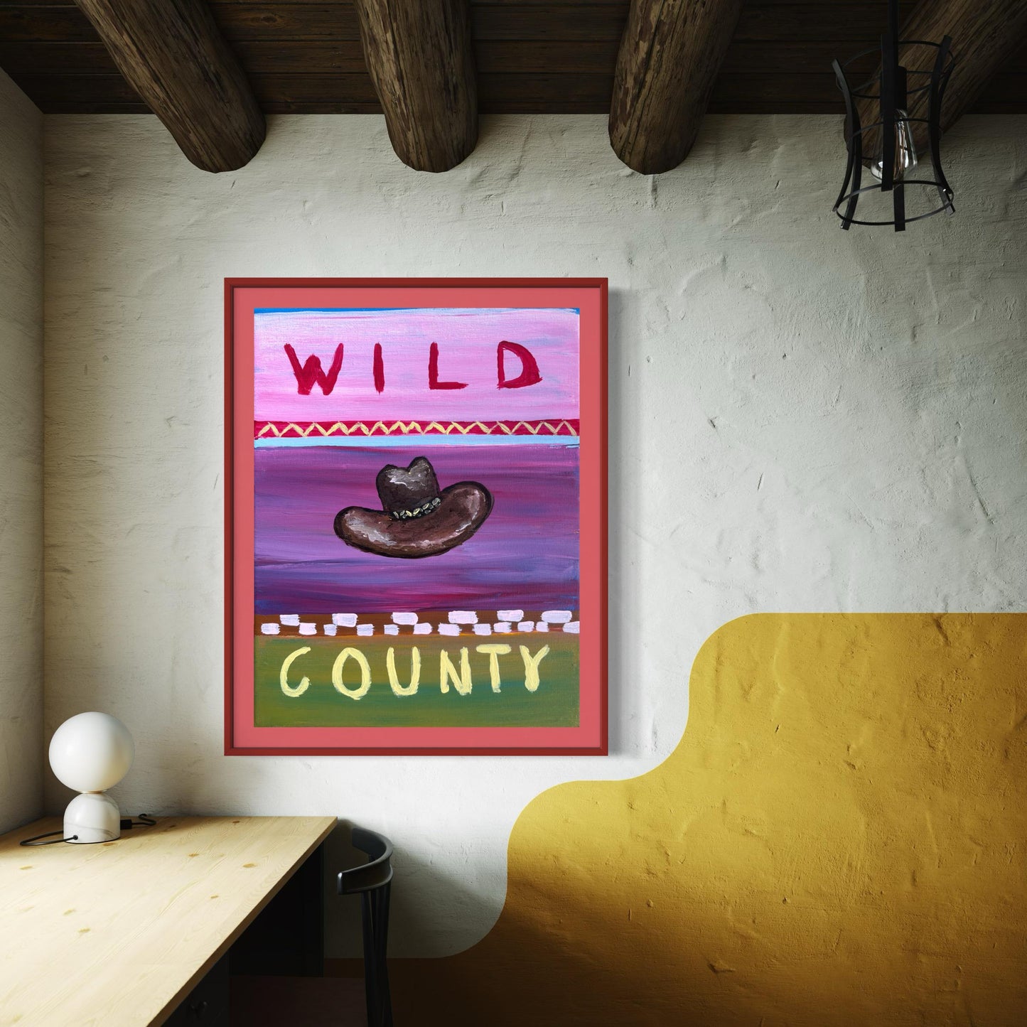 Western Art Print, Cowboy Ranch Decor Log Cabin Artwork