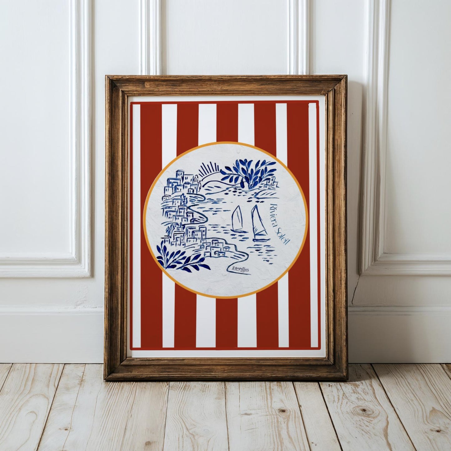 Hamptons Art Print Coastal Wall Art Sailboat Illustration Beach House Decor Nautical Art