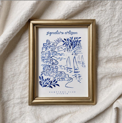 Hamptons Art Print Coastal Wall Art Beach House Decor New England Artwork