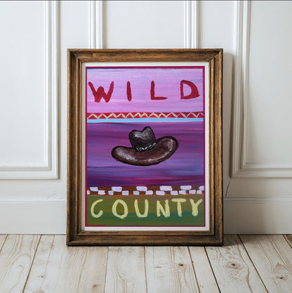 Western Art Print, Cowboy Ranch Decor Log Cabin Artwork