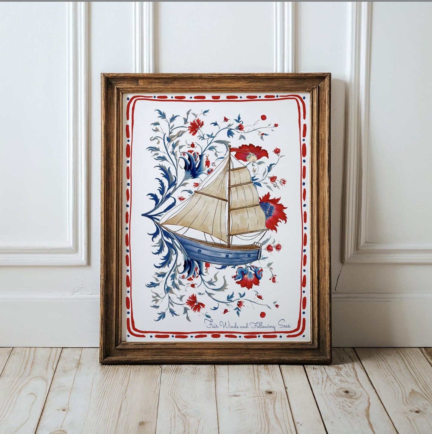 Sailboat Art Whimsical Coastal Print Nantucket Sailing